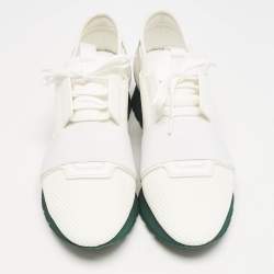 Balenciaga White Mesh and Leather Race Runner Sneakers Size 39