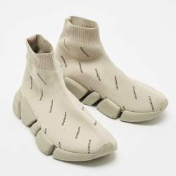 Balenciaga Grey Knit Fabric Speed Trainer Sneakers Size 36
