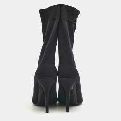 Pre Owned Balenciaga Black  Stretch  Fabric Knife Ankle Socks Boots Size 39.5