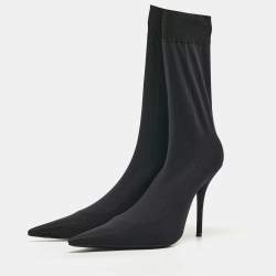 Pre Owned Balenciaga Black  Stretch  Fabric Knife Ankle Socks Boots Size 39.5