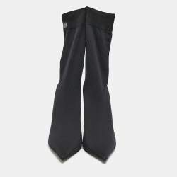 Pre Owned Balenciaga Black  Stretch  Fabric Knife Ankle Socks Boots Size 39.5