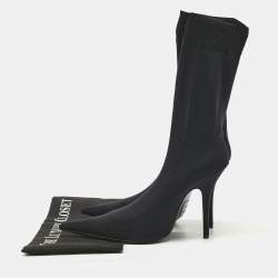 Pre Owned Balenciaga Black  Stretch  Fabric Knife Ankle Socks Boots Size 39.5