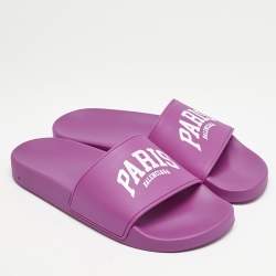 Balenciaga Pink Rubber Cities Paris Pool Slides Size 39