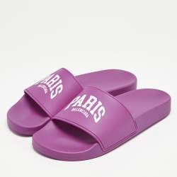 Balenciaga Pink Rubber Cities Paris Pool Slides Size 39