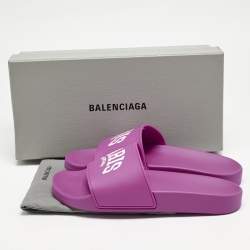 Balenciaga Pink Rubber Cities Paris Pool Slides Size 39