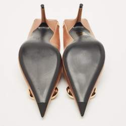 Balenciaga Gold Satin BB Knife Pointed Toe Mules Size 39