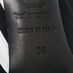 Pre Owned Balenciaga x Adidas Black/White Spandex Knife Over The Knee Boots Size 36