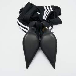 Pre Owned Balenciaga x Adidas Black/White Spandex Knife Over The Knee Boots Size 37