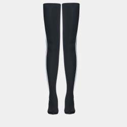 Pre Owned Balenciaga x Adidas Black/White Spandex Knife Over The Knee Boots Size 37