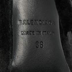 Pre Owned Balenciaga Black Velvet Knife Booties Size 36