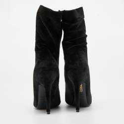 Pre Owned Balenciaga Black Velvet Knife Booties Size 36