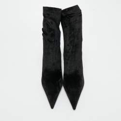 Pre Owned Balenciaga Black Velvet Knife Booties Size 36