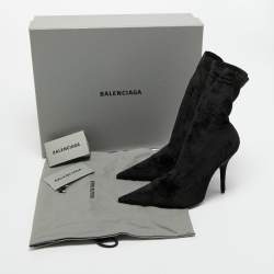 Pre Owned Balenciaga Black Velvet Knife Booties Size 36