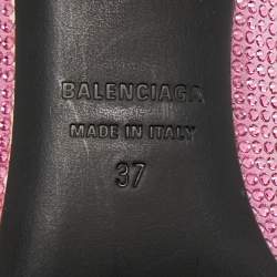 Pre Owned Balenciaga Pink Suede Crystal Embellished Knife Pumps Size 37