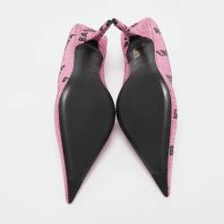 Pre Owned Balenciaga Pink Suede Crystal Embellished Knife Pumps Size 37
