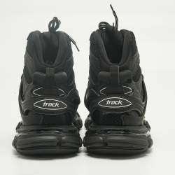 Pre Owned Balenciaga Black Faux Leather and Mesh Track Hike High Top Sneakers Size 40