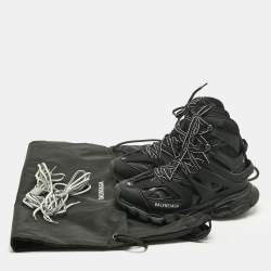 Pre Owned Balenciaga Black Faux Leather and Mesh Track Hike High Top Sneakers Size 40