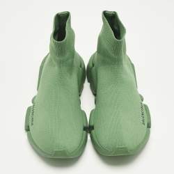 Pre Owned Balenciaga Green Knit Fabric Speed 2.0 LT Sneakers Size 37