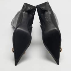 Pre Owned Balenciaga Black Leather Knife BB Knee Length Boots Size 41