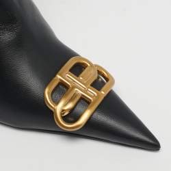 Pre Owned Balenciaga Black Leather Knife BB Knee Length Boots Size 41