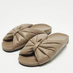 Pre Owned Balenciaga Size 40 Grey Leather puffy Knot Flat Slide