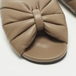 Pre Owned Balenciaga Size 40 Grey Leather puffy Knot Flat Slide