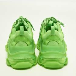 Pre Owned Balenciaga Triple S Clear Size 37 Green Faux Leather Mesh Lace Up Sneakers