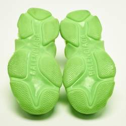 Pre Owned Balenciaga Triple S Clear Size 37 Green Faux Leather Mesh Lace Up Sneakers