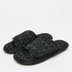 Pre Owned Balenciaga Home Size 40 Black Satin Flat Slides