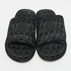 Pre Owned Balenciaga Home Size 40 Black Satin Flat Slides