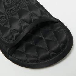 Pre Owned Balenciaga Home Size 40 Black Satin Flat Slides