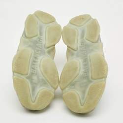 Pre Owned Balenciaga Triple S Size 38 Grey Mesh and Nubuck Leather Lace Up Sneakers