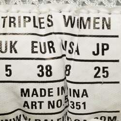 Pre Owned Balenciaga Triple S Size 38 Grey Mesh and Nubuck Leather Lace Up Sneakers