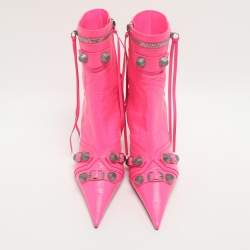 Pre Owned Balenciaga Le Cagole Size 41 Pink Leather Ankle Length Boots