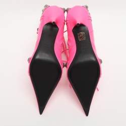 Pre Owned Balenciaga Le Cagole Size 41 Pink Leather Ankle Length Boots