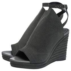 Balenciaga Grey Suede Gloves Platform Wedge Ankle Strap Sandals Size 41