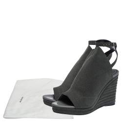 Balenciaga Grey Suede Gloves Platform Wedge Ankle Strap Sandals Size 41