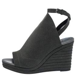 Balenciaga Grey Suede Gloves Platform Wedge Ankle Strap Sandals Size 41