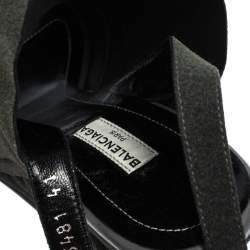 Balenciaga Grey Suede Gloves Platform Wedge Ankle Strap Sandals Size 41
