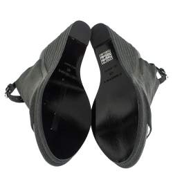 Balenciaga Grey Suede Gloves Platform Wedge Ankle Strap Sandals Size 41