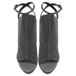 Balenciaga Grey Suede Gloves Platform Wedge Ankle Strap Sandals Size 41
