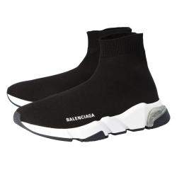 مملوكة مسبقًا Balenciaga Black Knit Speed Clear Sole Sneakers Size 35