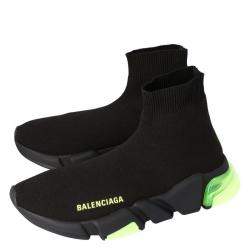 Balenciaga Black Knit Speed Clear Sole Sneakers Size 37