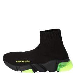 Balenciaga Black Knit Speed Clear Sole Sneakers Size 37