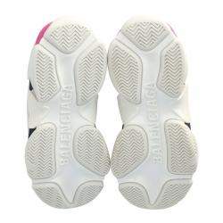 Pre Owned حذاء رياضي بالنسياغا "تريبل أس" نعل سميك جلد و شبك أبيض و وردي مقاس 35