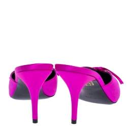 مملوكة مسبقًا Balenciaga Metallic Pink Satin Knife Pointed Toe Mules Size 37