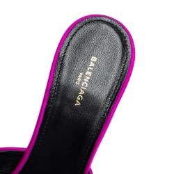 مملوكة مسبقًا Balenciaga Metallic Pink Satin Knife Pointed Toe Mules Size 37