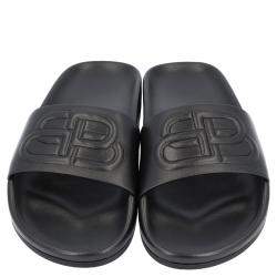 مملوكة مسبقًا Balenciaga Black Piscine Flat Slides Size 39