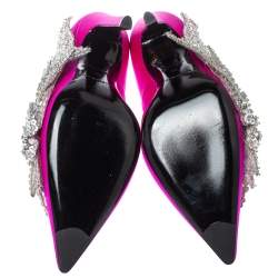 Pre Owned Balenciaga Pink Satin Crystal Embellished Pumps Size 39