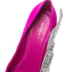 Pre Owned Balenciaga Pink Satin Crystal Embellished Pumps Size 39